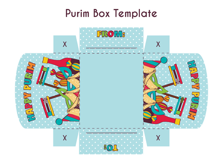 Diy template fot purim basket- handmade mishloach manot-vectorのイラスト素材