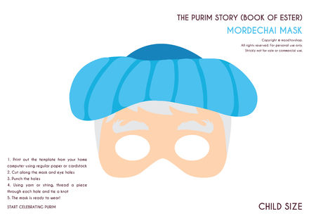 Purim story characters masks for kids -can be usrd for kids activity, party, family -vectorのイラスト素材