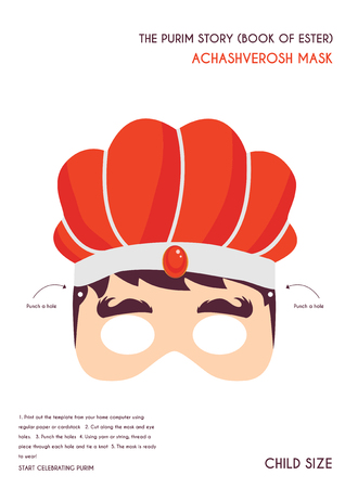 Purim story characters masks for kids -can be usrd for kids activity, party, family -vectorのイラスト素材