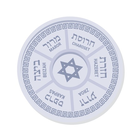Passover seder plate with hebrew translation Vectorのイラスト素材