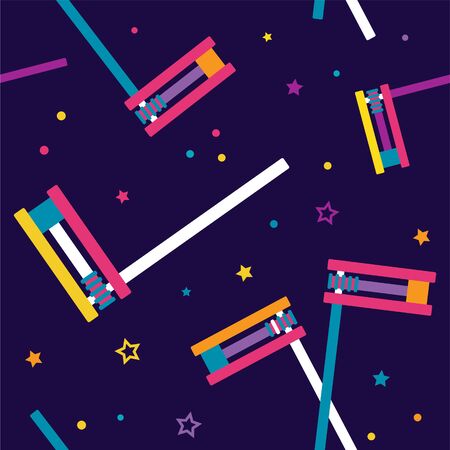 purim seamless pattern, jewish holiday. traditional Purim item, noise makerのイラスト素材