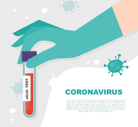 Coronavirus 2019-nCoV Blood Sample over a virus background. Corona virus outbreaking. Epidemic virus Respiratory Syndrome.のイラスト素材