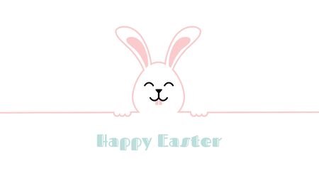 Happy Easter. Greeting cards or posters with bunny, spring flowers and Easter egg. Egg hunt poster template. Spring background.のイラスト素材