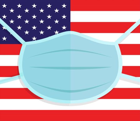 Corona Virus in Canada. 2019-nCoV. Canadian flag with protection mask. CoronaVirus Flu and lung disease spreading of world.のイラスト素材