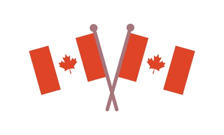 Canadian flags. Official Canada Flag With Original Color. Happy Canada Day poster. Vector illustrationのイラスト素材