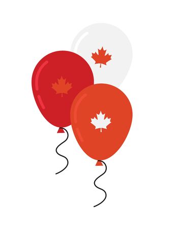 canada day celebration. Canada Independence Day Flying Flat Balloons In National Colors of Canada. Happy Independence Day Vector Illustration. Canadian Flag Balloons.のイラスト素材