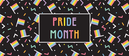 LGBT Pride Month in June posters and web templates. Lesbian Gay Bisexual Transgender. Celebrated annual pride month. LGBT flags, Rainbow and love concept. Human rights and tolerance. Poster, card, banner and background.のイラスト素材