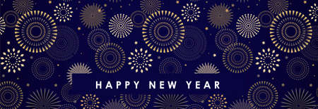 Happy New Year- 2021 . Banner with firework background pttern. Social media promotional content or greeting card. Vector illustrationのイラスト素材