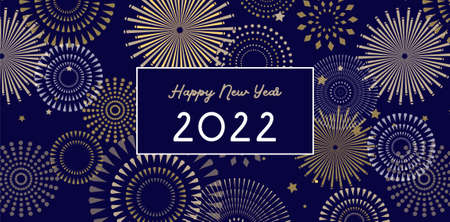 Happy New Year- 2021 . Banner with firework background pttern. Social media promotional content or greeting card. Vector illustrationのイラスト素材