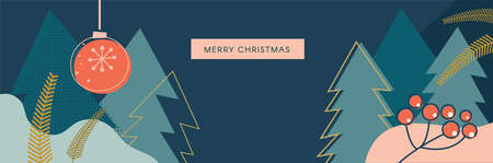 Christmas winter landscape background. Winter season landscape with christmas trees. vector backgroundのイラスト素材