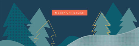 Christmas winter landscape background. Winter season landscape with christmas trees. vector backgroundのイラスト素材