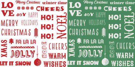 Christmas and winter seasonal seamless pattern set. seasonal holiday seamless pattern with text. texture for wallpaper, web page background, wrapping paperのイラスト素材