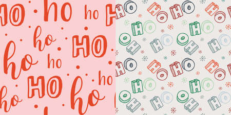 Christmas and winter seasonal seamless pattern set. seasonal holiday seamless pattern with text. texture for wallpaper, web page background, wrapping paperのイラスト素材