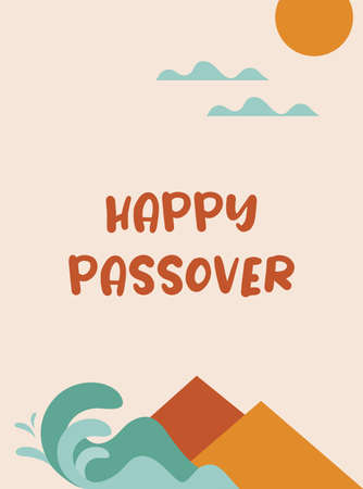 Passover greeting card with the Egyptian pyramids. Holiday Jewish exodus from Egypt. Holiday Jewish...