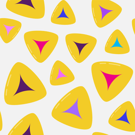 Seamless pattern design for Purim holiday with cute homentash, traditional pastry. background for wrapping paper, textile and wallpaper.のイラスト素材