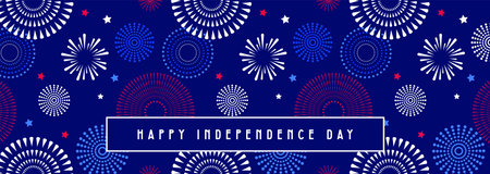 4th July Independence Day Fireworks Confetti background, banner, Happy Independence day, Vector illustration background, web banner.のイラスト素材