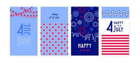 4th of July - Independence Day of America. God Bless America. 4th July. Template background for greeting cards, posters, leaflets and brochure. Vector illustrationの写真素材