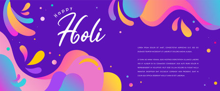 Happy Holi Festival, festival of colors. Colorful concept design, banner and background. Vector illustrationのイラスト素材