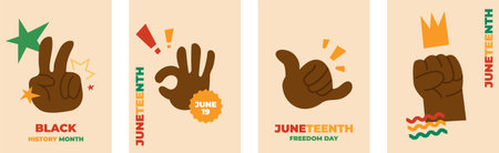 Juneteenth freedom day. A celebration of American history, African American Independence Day design. Poster, banner, card templateのイラスト素材