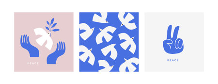 abstract trendy bold dove bird design in modern bold style. design for planner, brochure, book, Notebook covers, print, journal, invitation card designsのイラスト素材