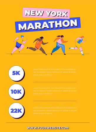 Abstract runners figures. Colorful illustration of group of people, men and women, running marathon together. Running race, people run, colorful poster templateのイラスト素材