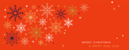 Collection of line minimal snowflakes, stars, Christmas decorations, illustrations. 2026 celebrationのイラスト素材