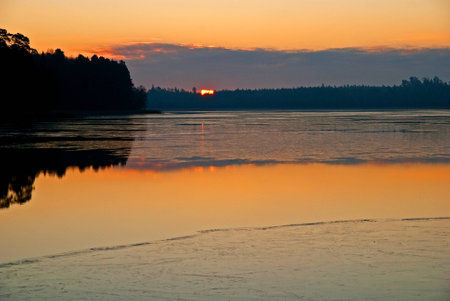 Meditation over the lakeの写真素材