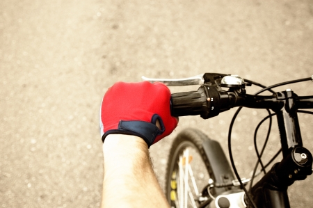 Hand of the bicycle racerの写真素材