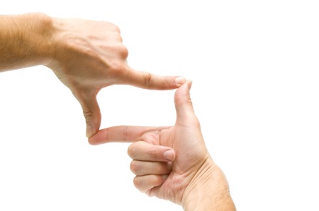 Finger frame on white 