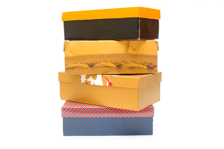 Old shoe boxes isoloated on white