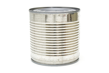 Ribbed aluminum can isolated on whiteの写真素材