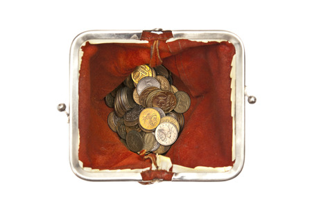 Grunge purse with coins