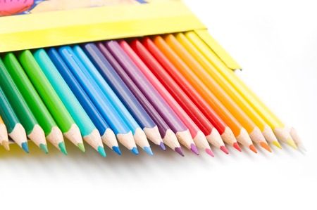 Color pencils in box closeup