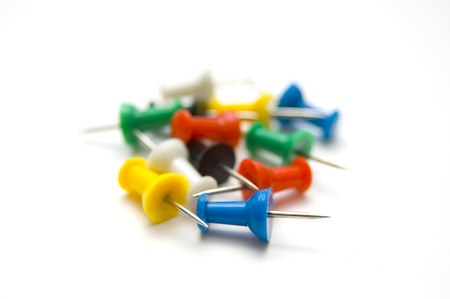 Several pushpins on isolatedの写真素材
