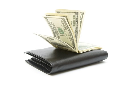 Concept.Dollar banknotes and pocketbook