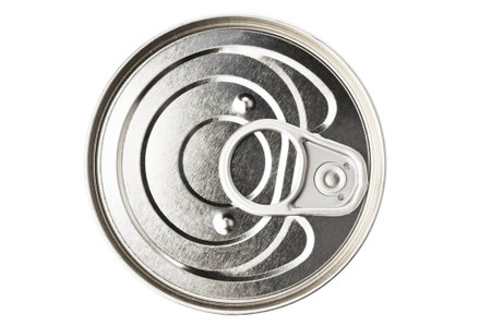 Tin can on white background. View from the top 