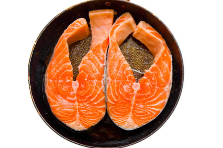 Fried salmonの写真素材