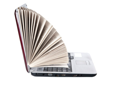 Laptop as a book on white background
