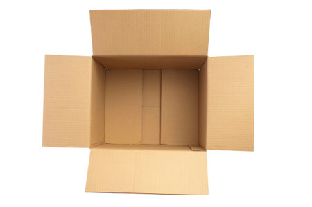 Open cardboard box on white background