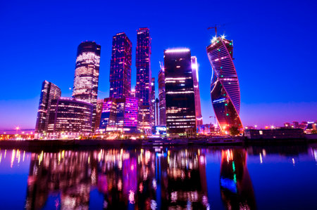RUSSIA. MOSCOW - April 30: The Moscow International Business Center, Moscow-City on April 30, 2014 in Moscow. Moscow-City area is currently under development.のeditorial素材