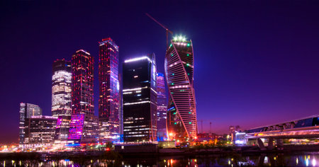 RUSSIA. MOSCOW - April 30: The Moscow International Business Center, Moscow-City on April 30, 2014 in Moscow. Moscow-City area is currently under development.のeditorial素材