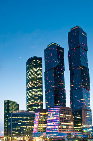 Skyscrapers against night skyのeditorial素材