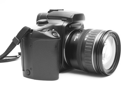 Black film camera on isolated