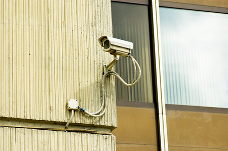 Security camera on wall