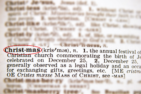  Selective focus on the word christmas.