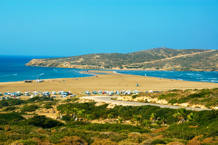 Prasonisi beach is located in most southern coast of Rhodes の写真素材