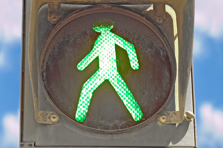Signal "Walk" on trafficlightの写真素材