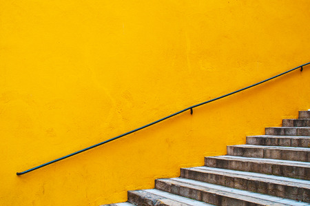 Yellow wall and stairsの写真素材