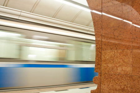 Moving train at subwayのeditorial素材