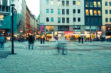 Tourists and locals walking at Stephansplatz of Vienna, Austria. Stephansplatz is the most popular square in the cityのeditorial素材